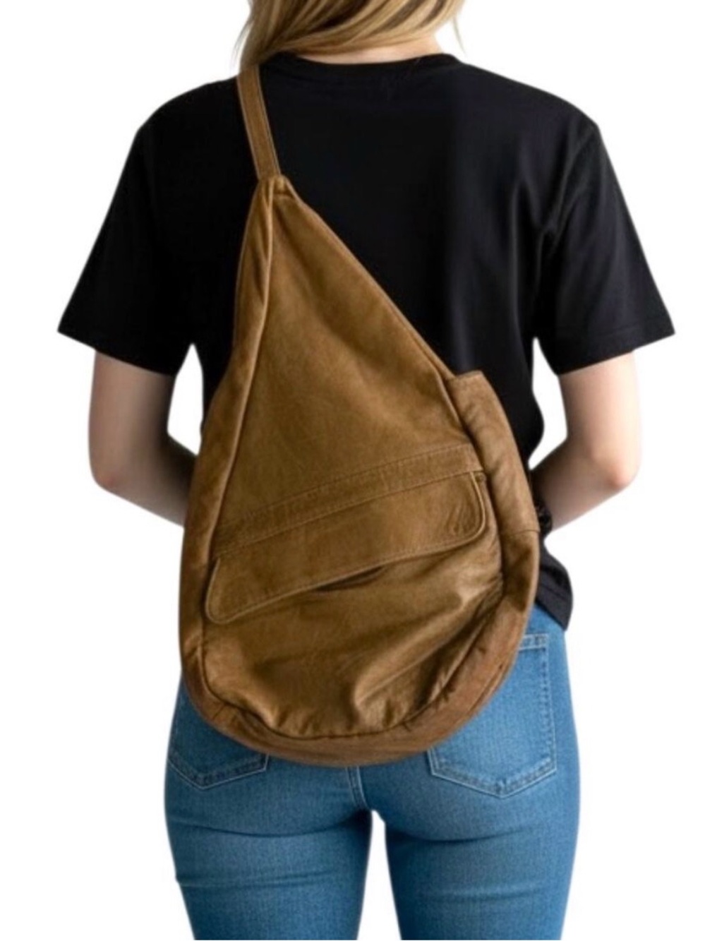 Ameribag Brown Leather Teardrop Sling Messenger Bag